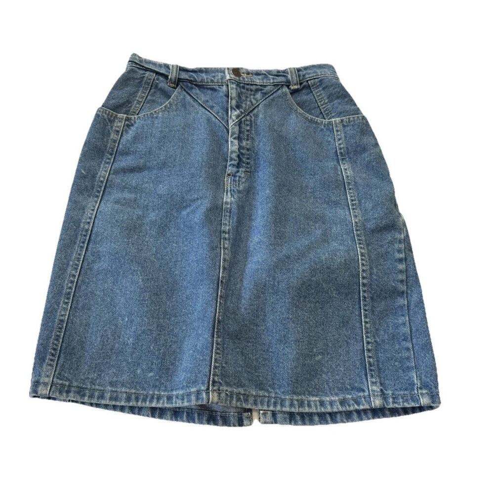 Vintage 80s Raj Denim Skirt Mini Pencil Blue Cotton high waist Women's 6